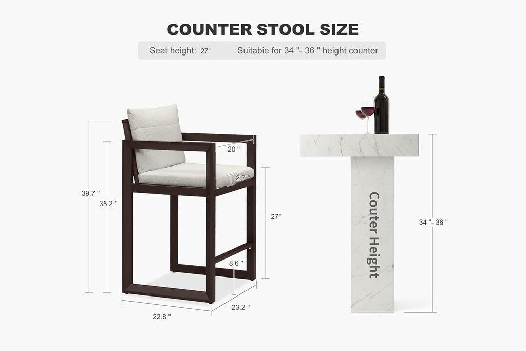 PURPLE LEAF Outdoor Counter Stool Set of 4 Modern Aluminum Stool, Bronze