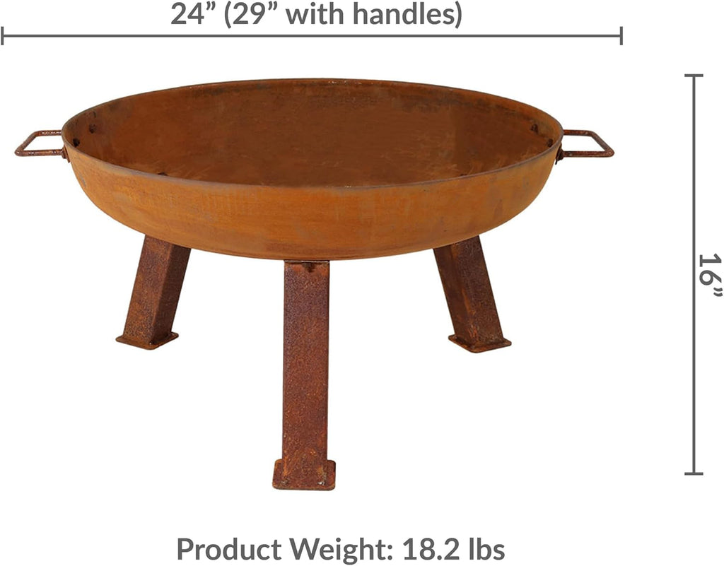 Sunnydaze Cast Iron Heavy Duty Small Fire Pit for Outside Wood Burning, 24"