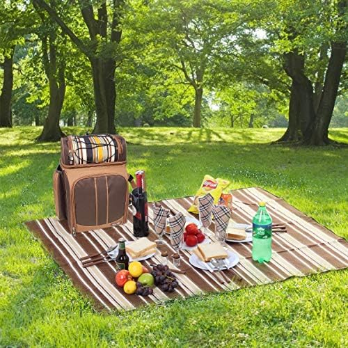 Hap Tim Picnic Basket Backpack for 4 Person with Insulated Leakproof Cooler Compartment, Wine Holder, Fleece Blanket, Cutlery Set, Wedding Gifts for Couples, Engagement Gifts
