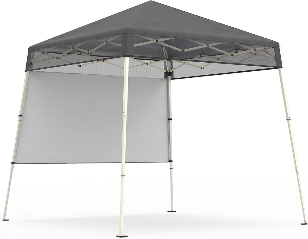 Tangkula 7x7 FT Pop Up Canopy with Center Lock & Sidewall, Gray