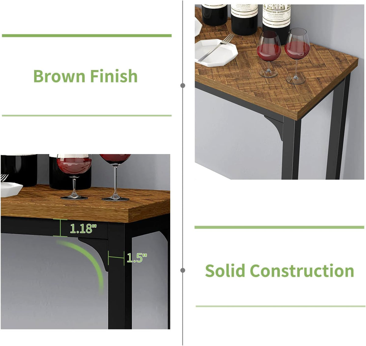 bar table set for 3, 4 piece console, side view