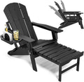 NAVINE Adjustable Adirondack Chair with Retractable Ottoman, Black