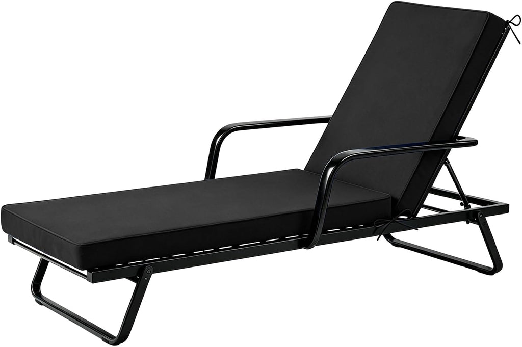 Chaise Lounge Cushions Outdoor, 72"x21"x3", Black