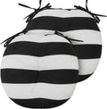 Bistro Chair Cushions 15 inch,Set of 2,Tufted Round Chair Cushions with Ties,15"x15"x4",Water Resistant Round Seat Cushion for Barstool Chairs,Patio Garden Kitchen Outdoor Furniture(Black and White)
