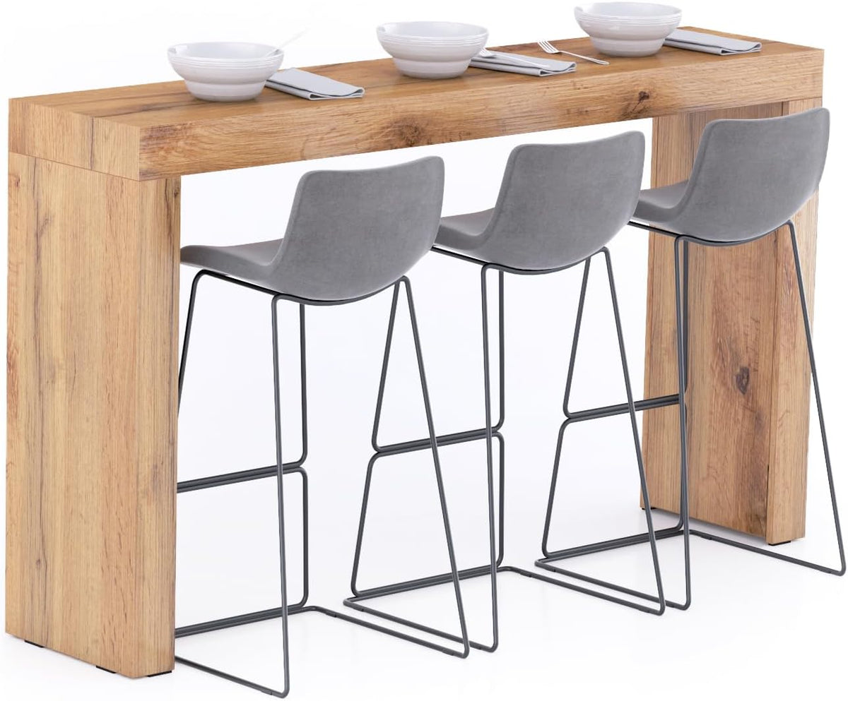 Mobili Fiver, Evolution High Table 70.9 x 15.7 in, Rustic Oak, High Top Table for 3 People, Bar Table, Kitchen Island, Counter Height Bar Table, Italian Furniture