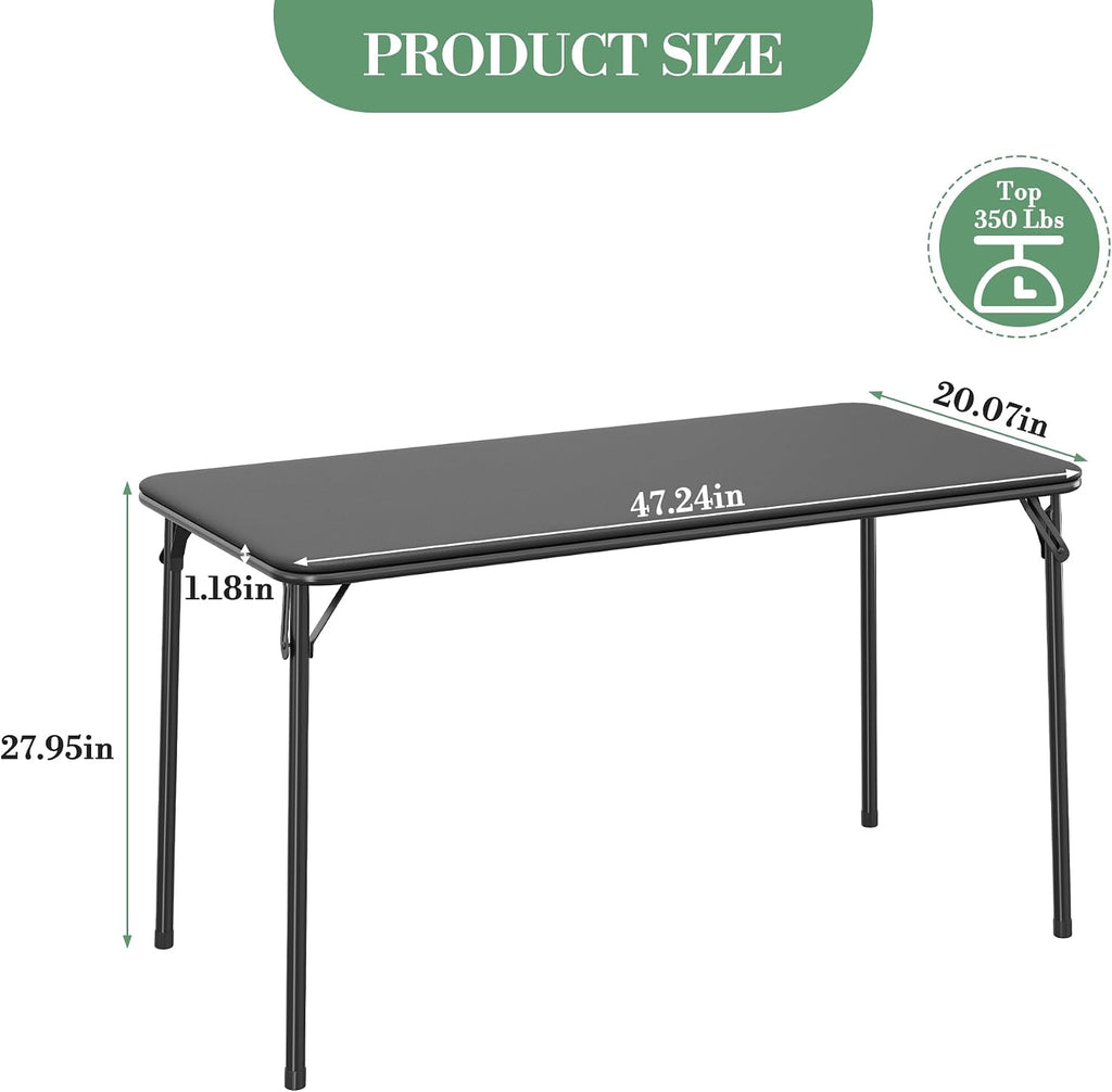 IDEALHOUSE 4 Feet Folding Table, Protable Foldable Card Table, Black