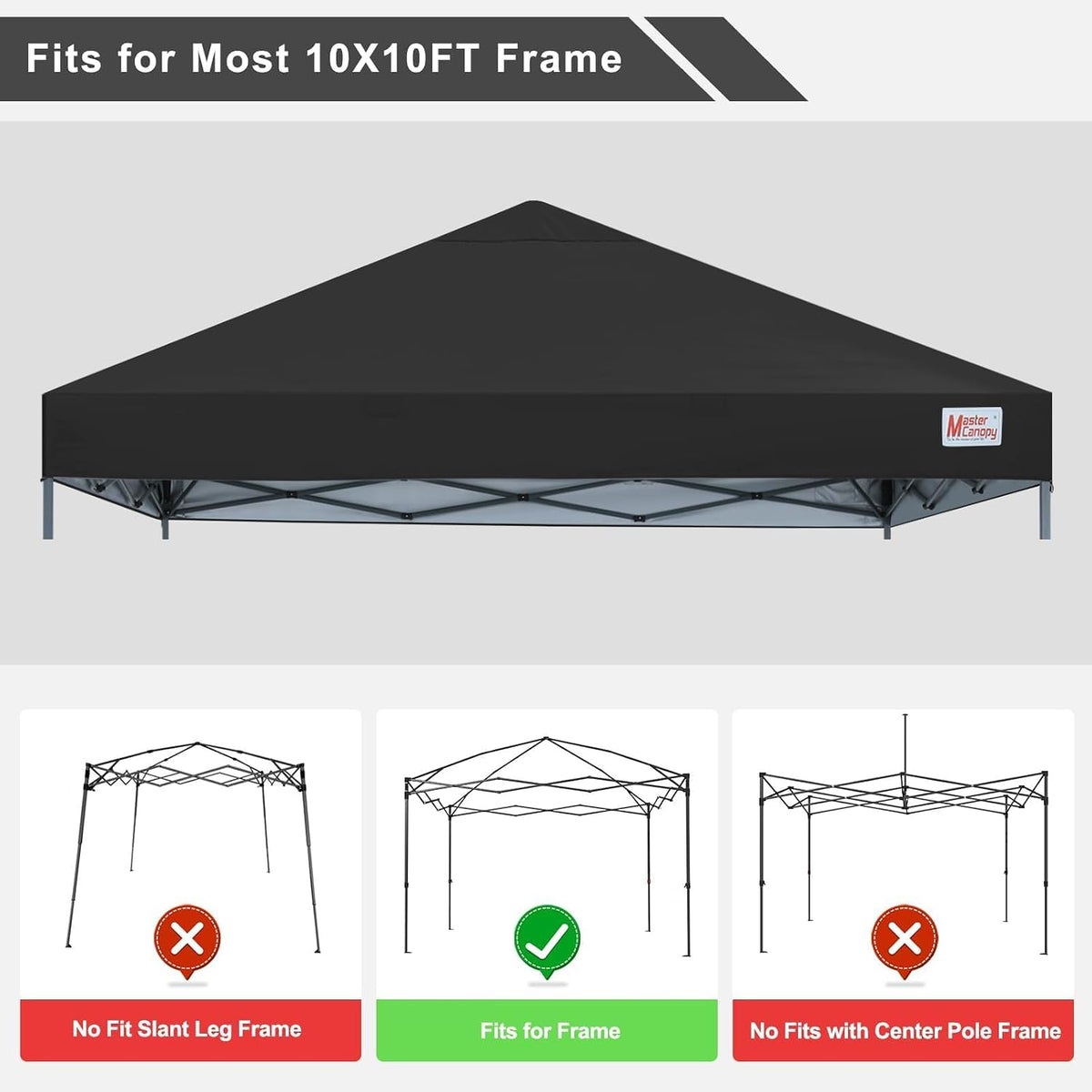mastercanopy 10x10 replacement pop up canopy top all, close-up detail