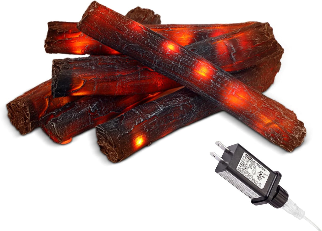 Tuanse 6 Pcs 13 in Christmas Fireplace Logs Flameless Fake Logs