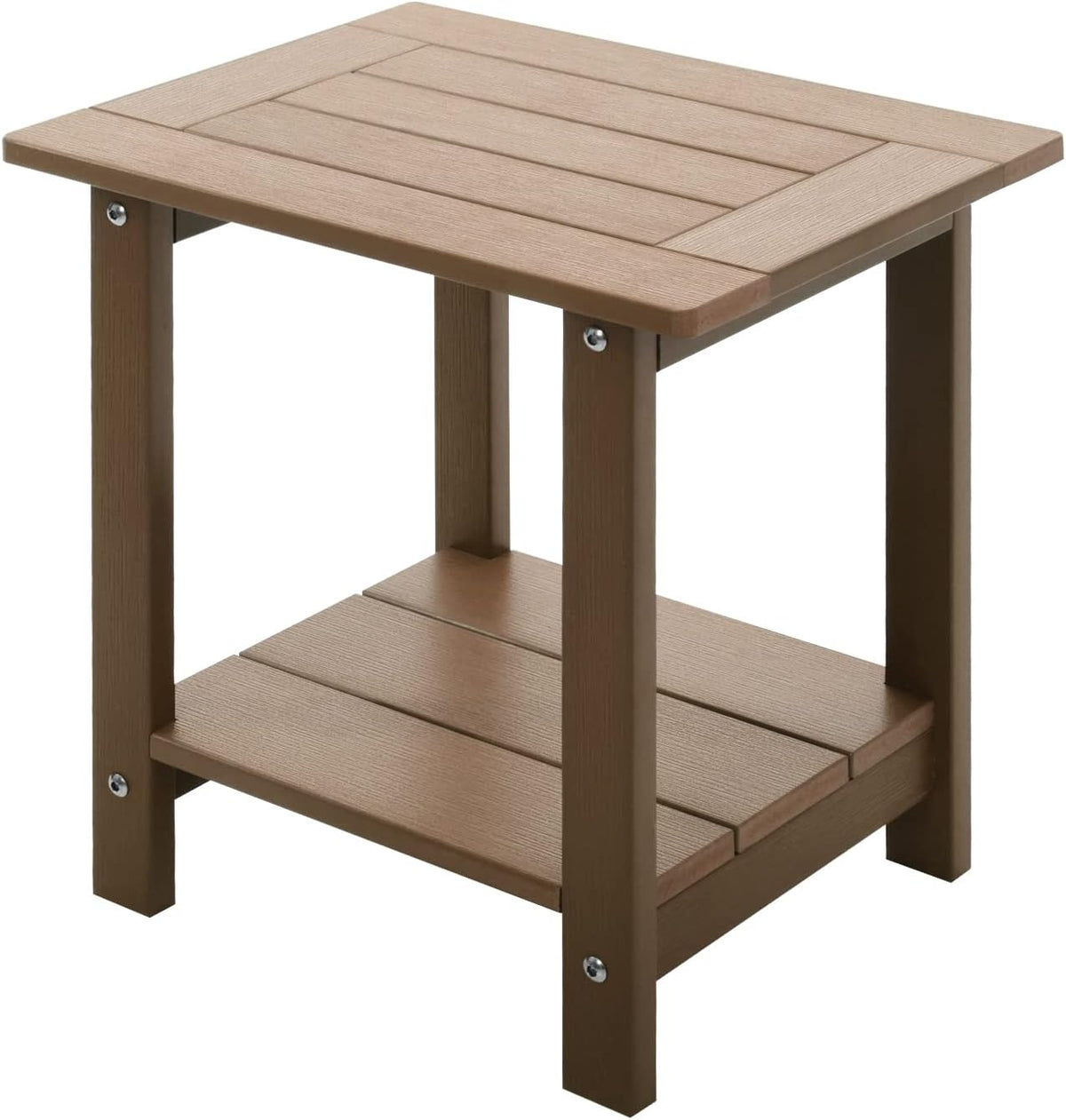Meluvici Double Adirondack Outdoor Side Table Weather Resistant, Outdoor Rectangular Patio End Table for Adirondack Chair, Teak