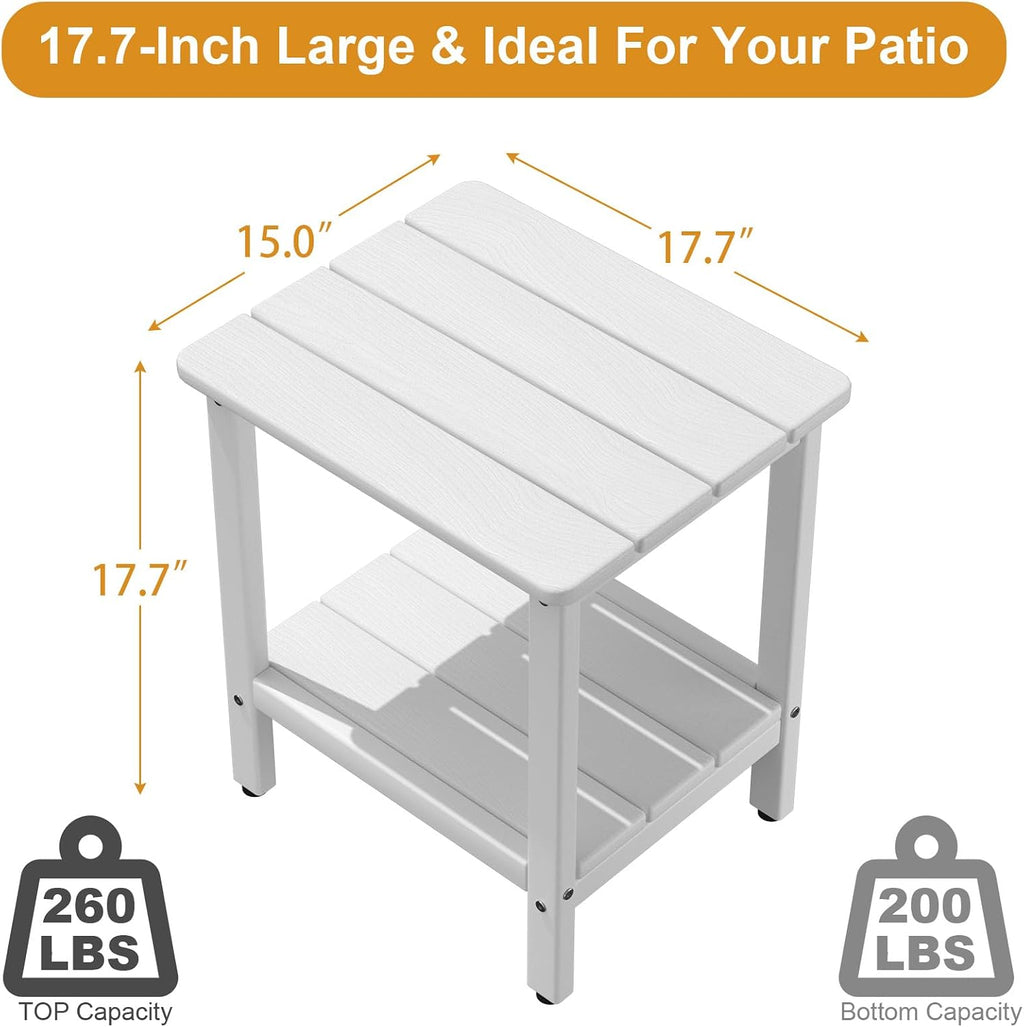 Outdoor Side Table, 17.7-Inch Patio Side Table with Adjustable Feet