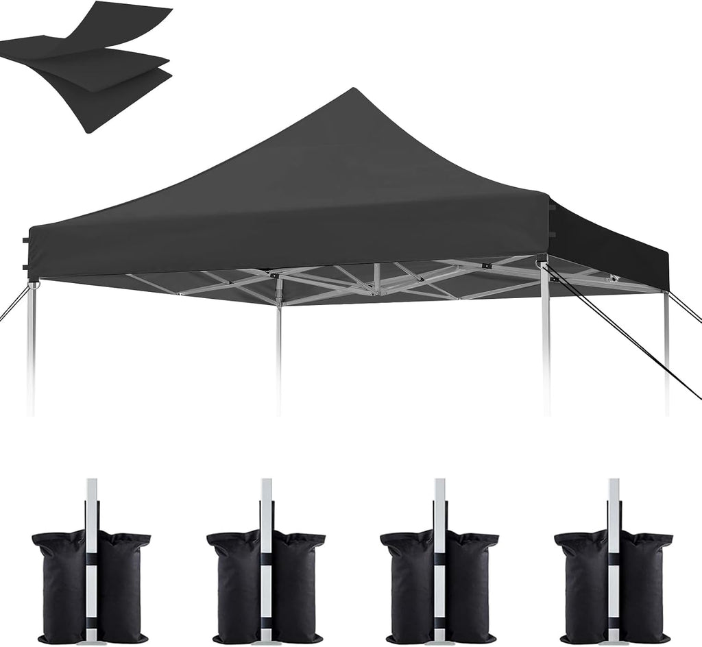 10x10 Canopy Replacement Top, Heavy Duty Pop Up Tent Cover(Top Only)(Black)
