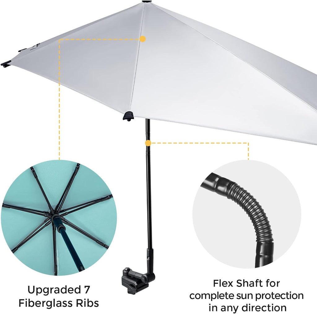 G4Free Beach Chair Umbrella with Universal Clamp UPF 50+ Golf Cart Umbrella