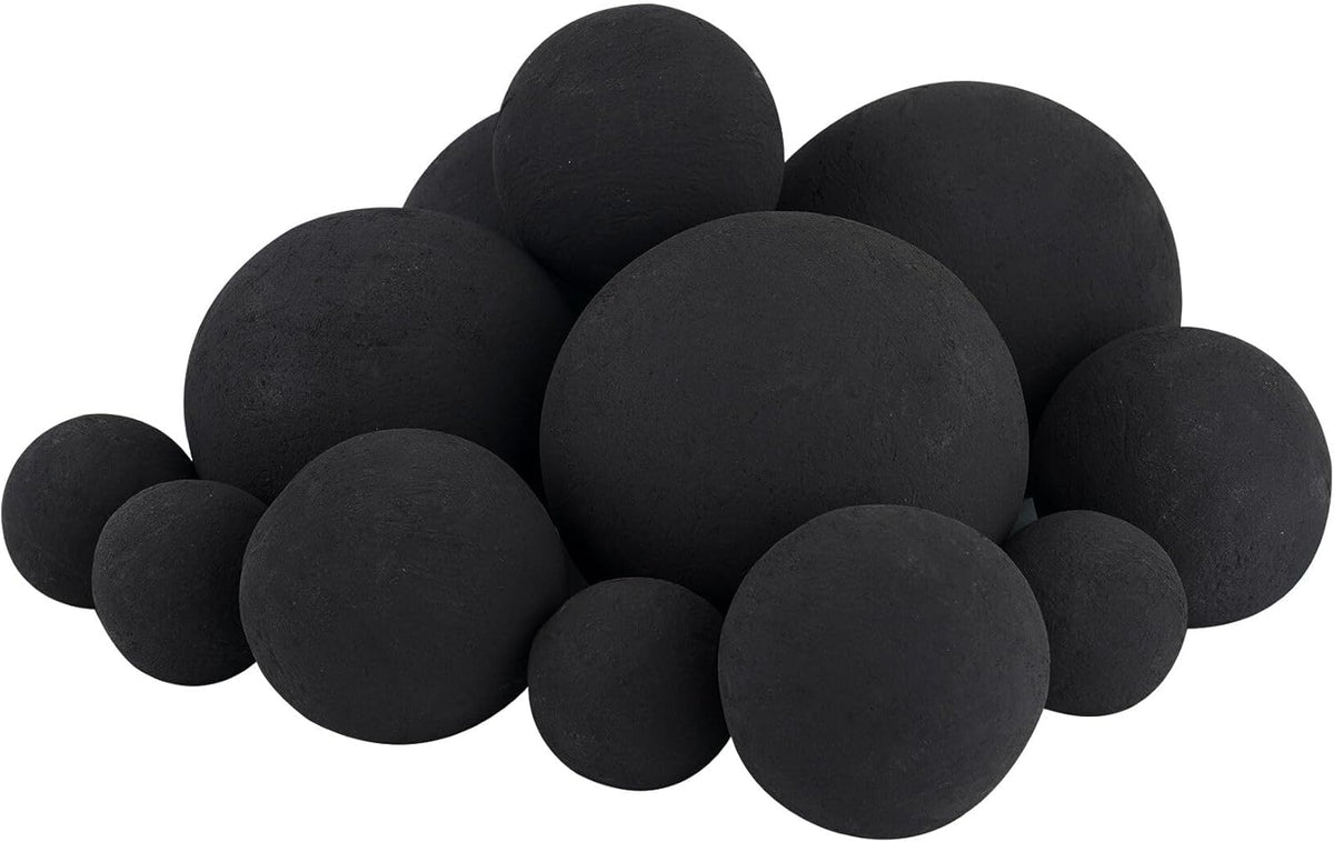 Skyflame 12PCS Black Ceramic Fireplace Balls, Mixed of 4 Sizes