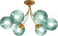 Mid Century Sputnik Chandelier 6-Light Green Ceiling Light Fixture