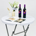31.5" L X 31.5" W X 43" H - Cocktail Table White High Top Folding Table, Portable Bar Height Folding Table Round with Detachable Gray Legs