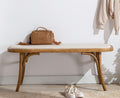 Kmax Upholstered Bench Fabric Entryway Bench Rustic Solid Wood 45 Inch for Living Room/Hallway/Bedroom, Beige