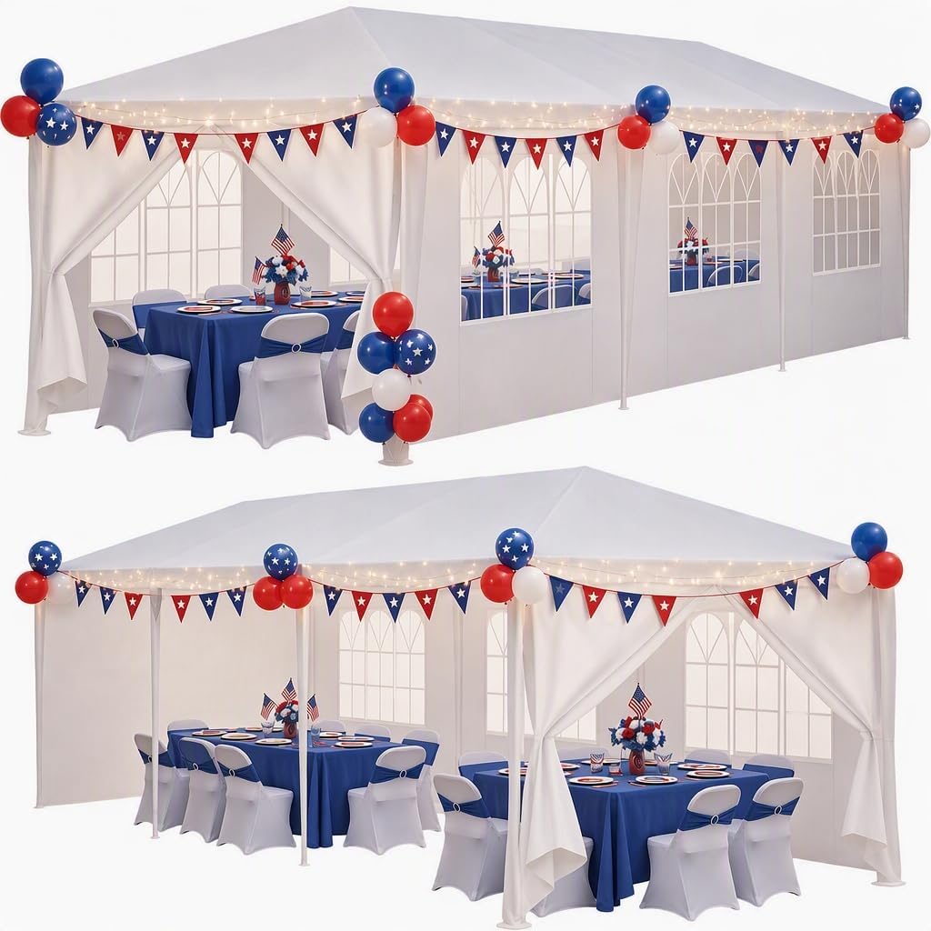 HOTEEL Party Tent 10x30FT, Outdoor Canopy Tent, White