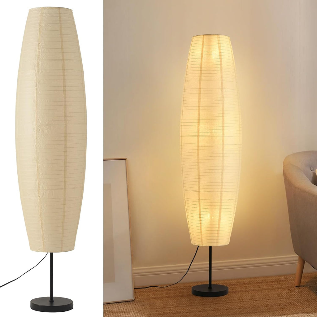 Off-White Paper Lamp Paper Floor Lamp, 3-Lights Bulbs Included