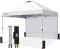 CROWN SHADES 10x10 Pop Up Canopy with 1 Side Wall, Beach Canopy Tent, White