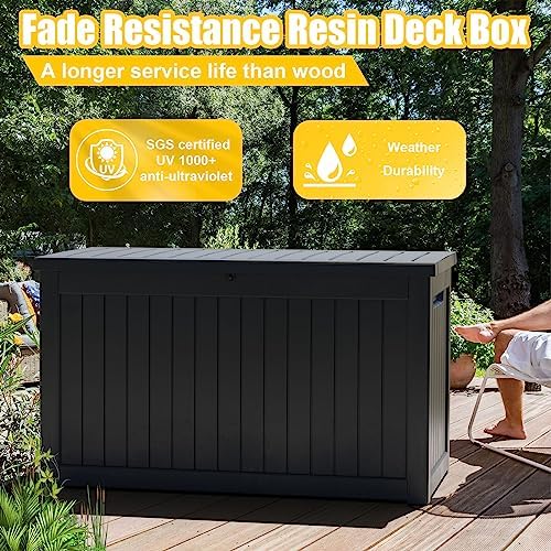 280Gal Outdoor Storage Box Waterproof Lockable Deck Box