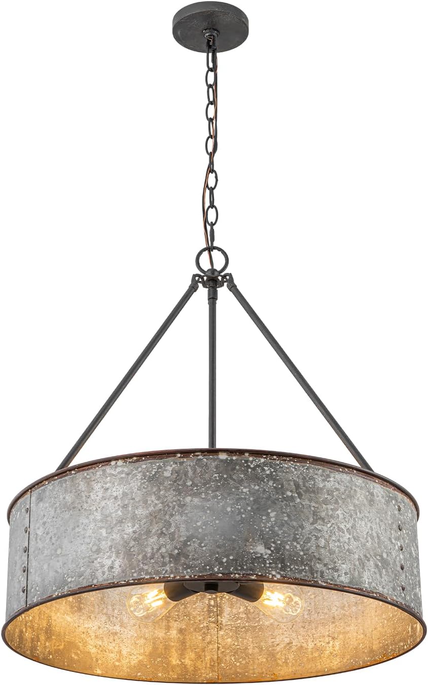 24" metal drum chandelier 5-light farmhouse chandelier for, view 9