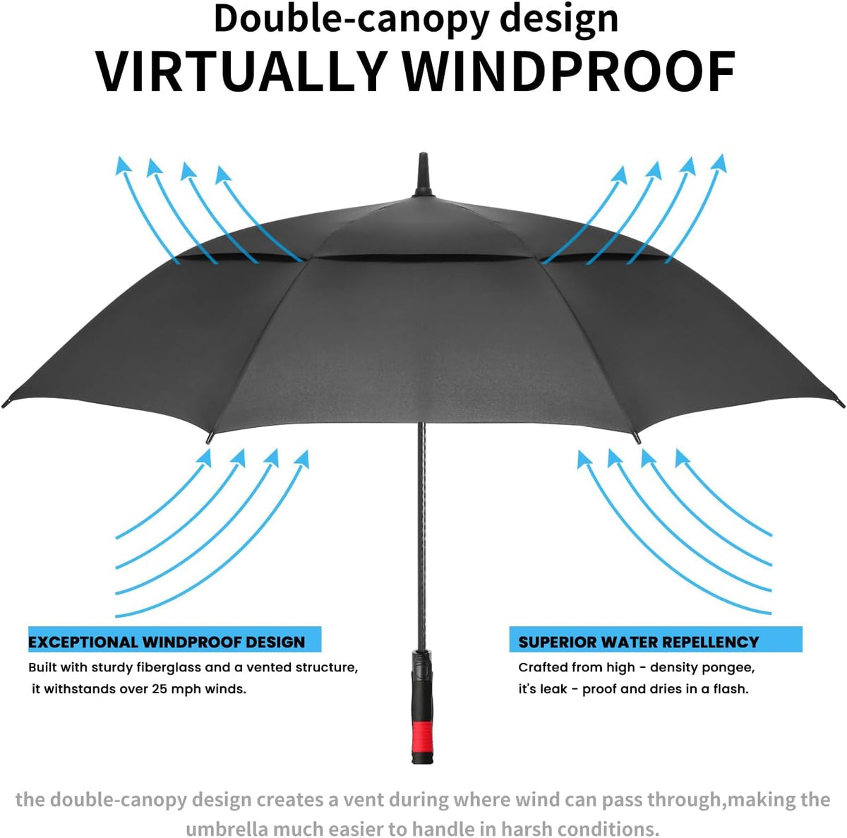 siepasa 62/68/72 inch large golf umbrella windproof waterproof, package contents