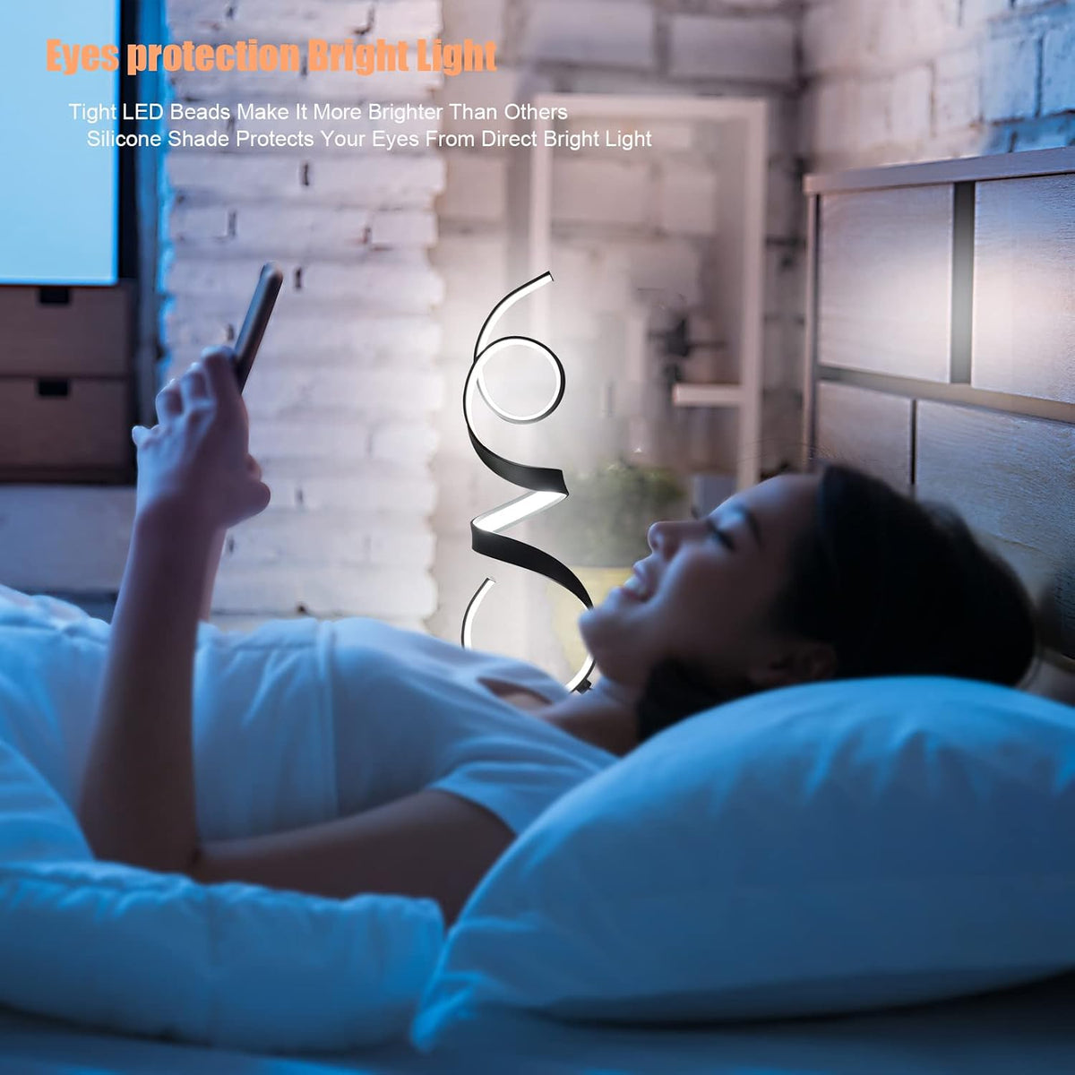 20W 3 Colors Remote Control Dimmable LED Art Table Lamp 21.4 Inch with Touch Switch for Living Room,Bedroom (Black)