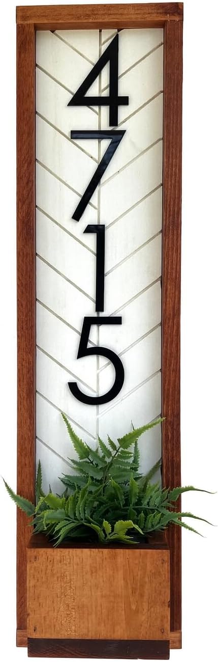 Fairview Customizable Vertical Address Sign Planter for your House, Vertical House Numbers Plaque for Outside Home, House Numbers Address Plaque, Modern House Number Sign, Waterproof Address Numbers