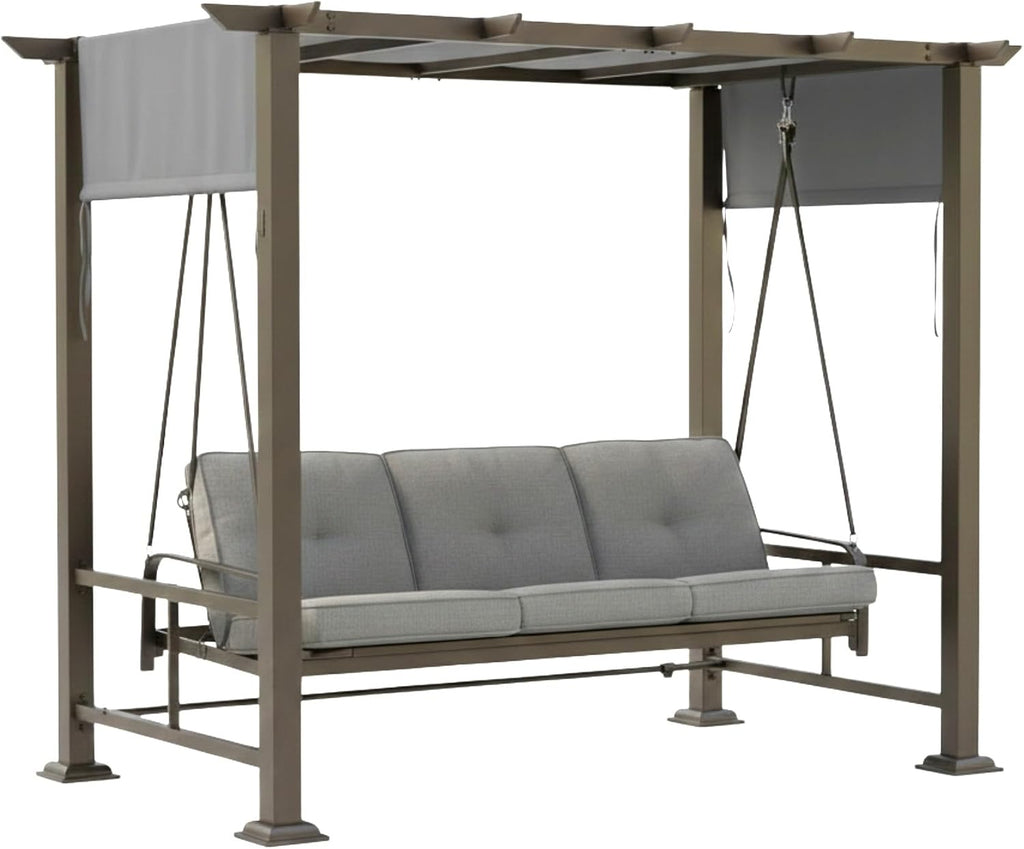 Garden Winds Durable Replacement Canopy Top Cover Compatible with The Broyhill Pergola Daybed Swing – Classic Stone, Riplock 350