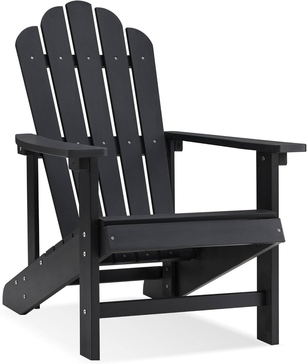 Psilvam Adirondack Chair,Poly Lumber Fire Pit Chair,Black