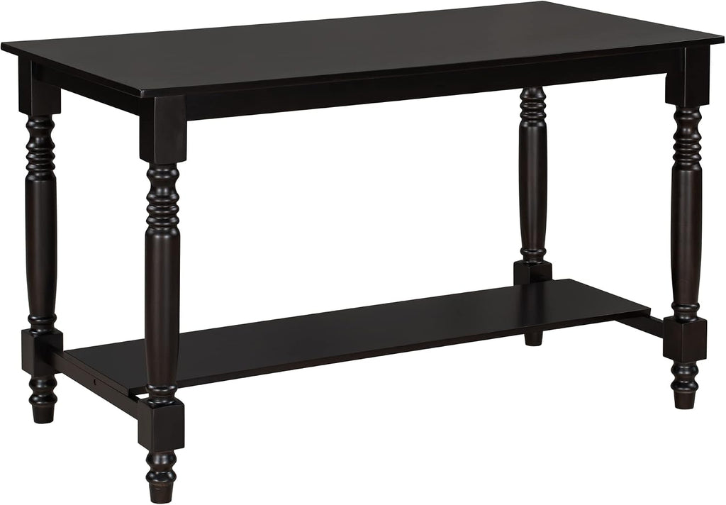 Merax 6-Piece Counter Height Dining Table Set, Solid Wood Kitchen Dining Room Table Set with Chairs and Bench, 60 in Triangular Design Bar Table with Storage Shelf, Espresso