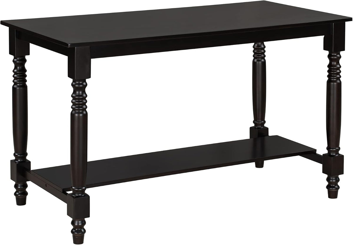 Merax 6-Piece Counter Height Dining Table Set, Solid Wood Kitchen Dining Room Table Set with Chairs and Bench, 60 in Triangular Design Bar Table with Storage Shelf, Espresso