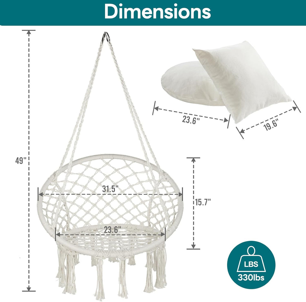 joyview macrame hammock chair, hanging chair with 2 on a desk or shelf