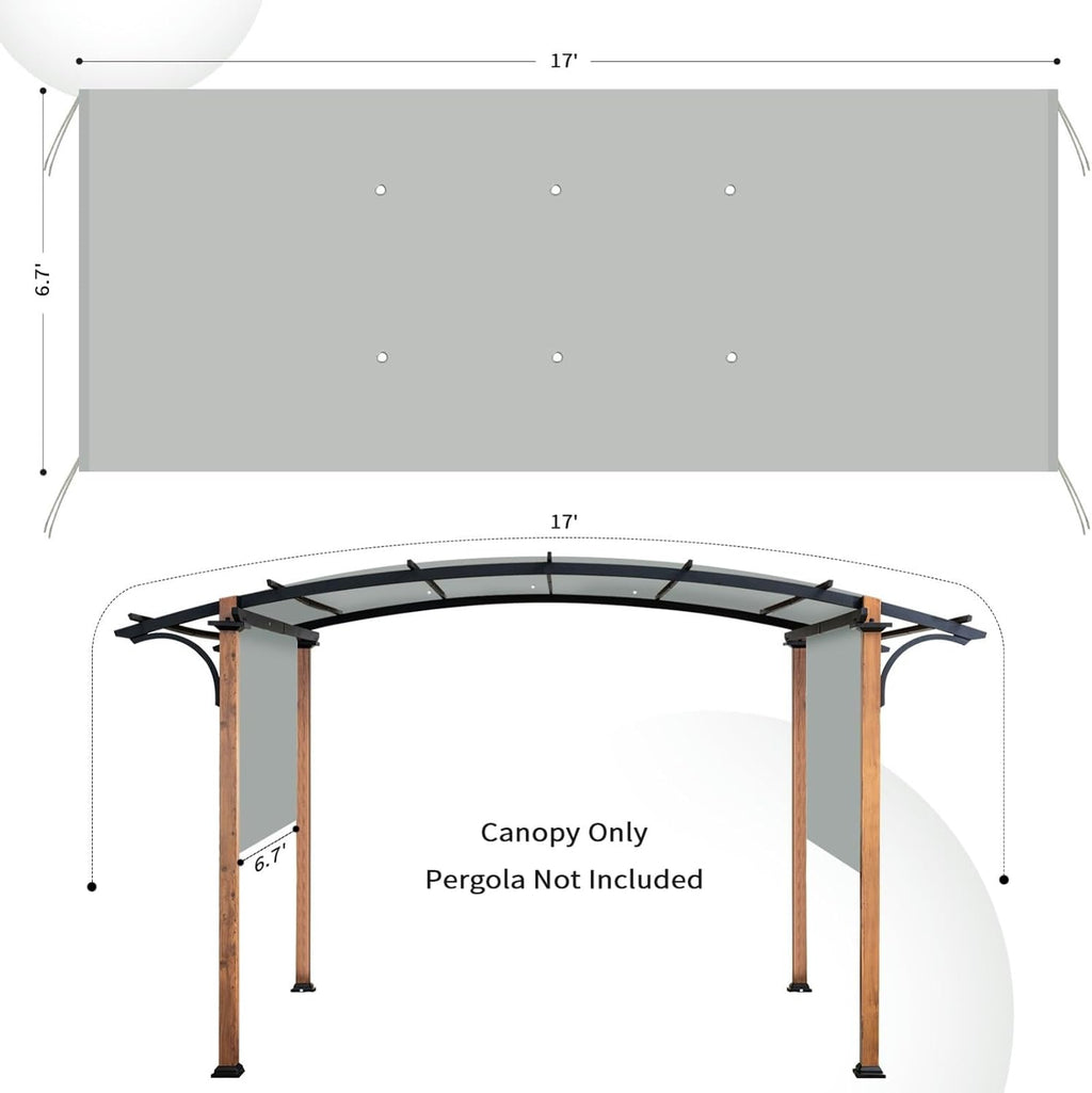 pergola shade cover replacement, 17 x 6.8 ft shown in use