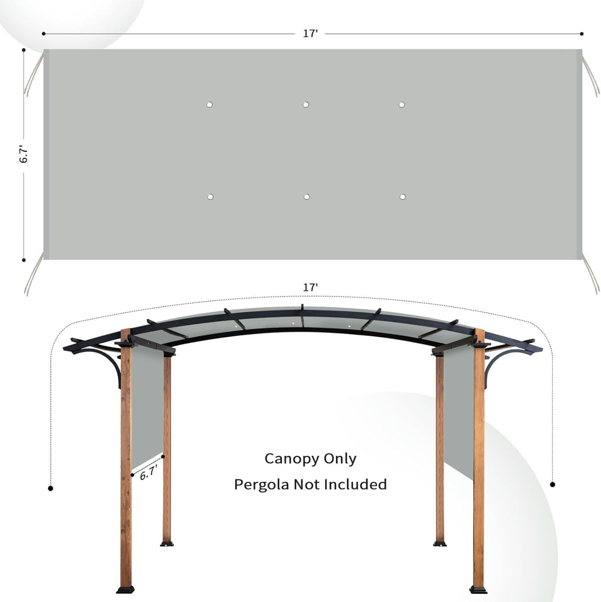 pergola shade cover replacement, 17 x 6.8 ft shown in use