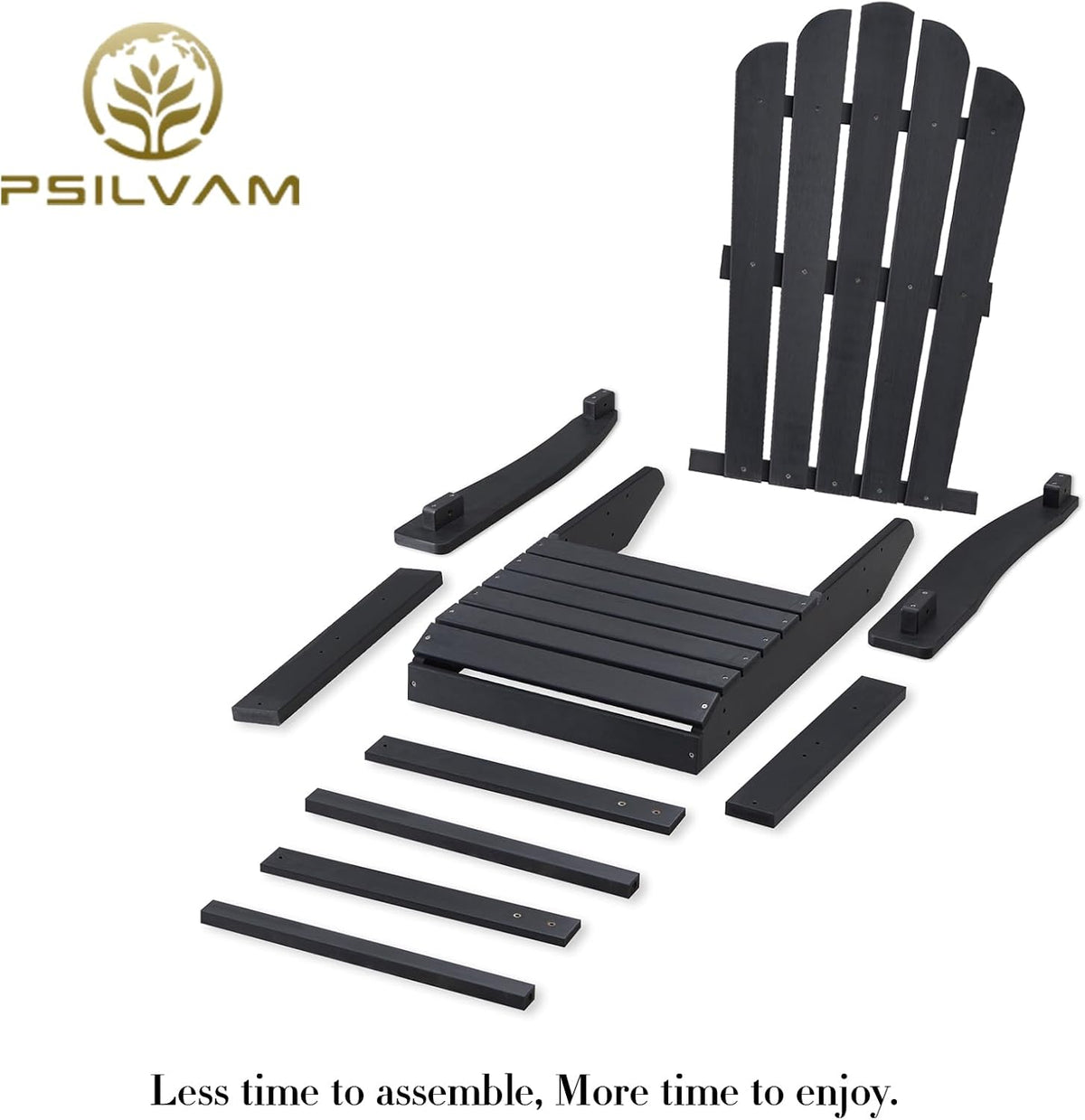 Psilvam Adirondack Chair,Poly Lumber Fire Pit Chair,Black