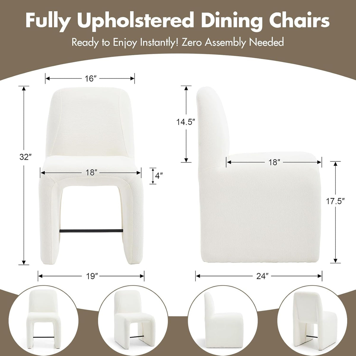 Hyfirm Upholstered Dining Chairs Set of 6, No Assembly Reception Chairs