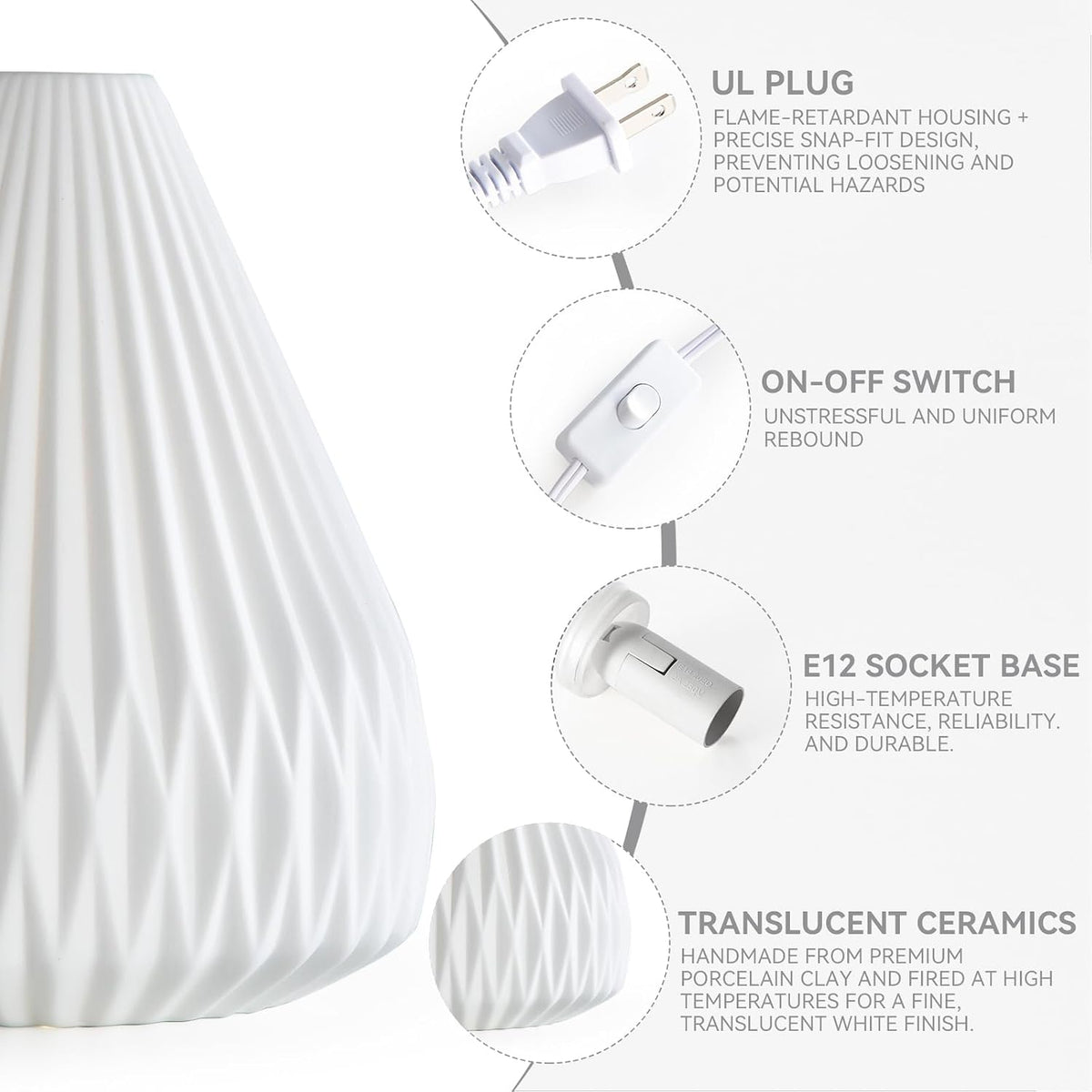 9.1" Decorative Ceramic Table Lamp Living Room,Bedroom,Corded,Bulb Included
