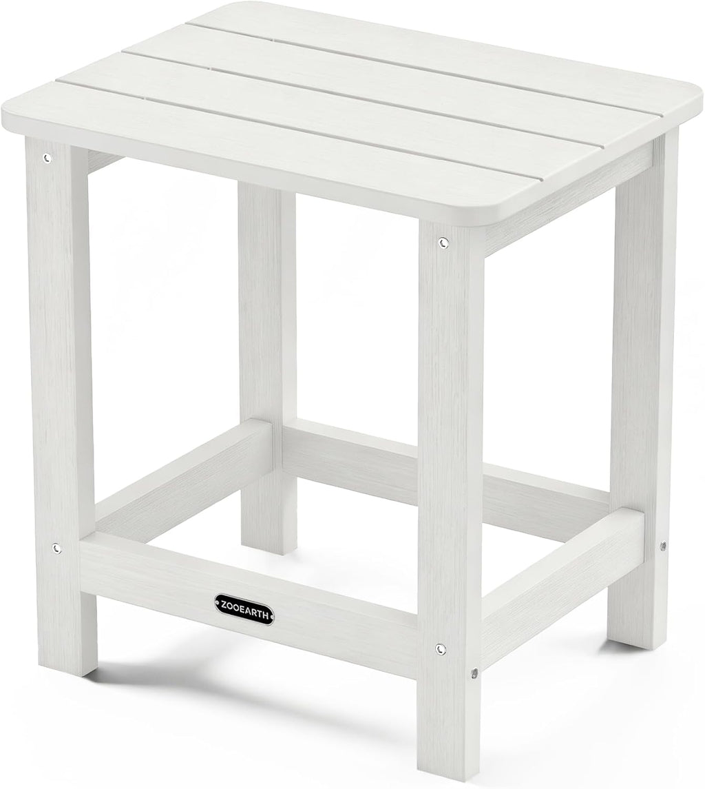 Square Outdoor Side Table, Patio End Table for Adirondack Chair, White