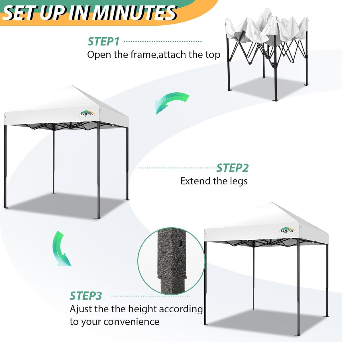 COBIZI 6.6x6.6 Heavy Duty Pop up Canopy Tent Commercial Canopy