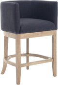 CIMOTA 26" Modern Barrel Counter Height Bar Stool, Linen Black Charcoal