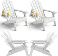 NAVINE Adjustable Adirondack Chairs Set of 4 with Cup Holders, White