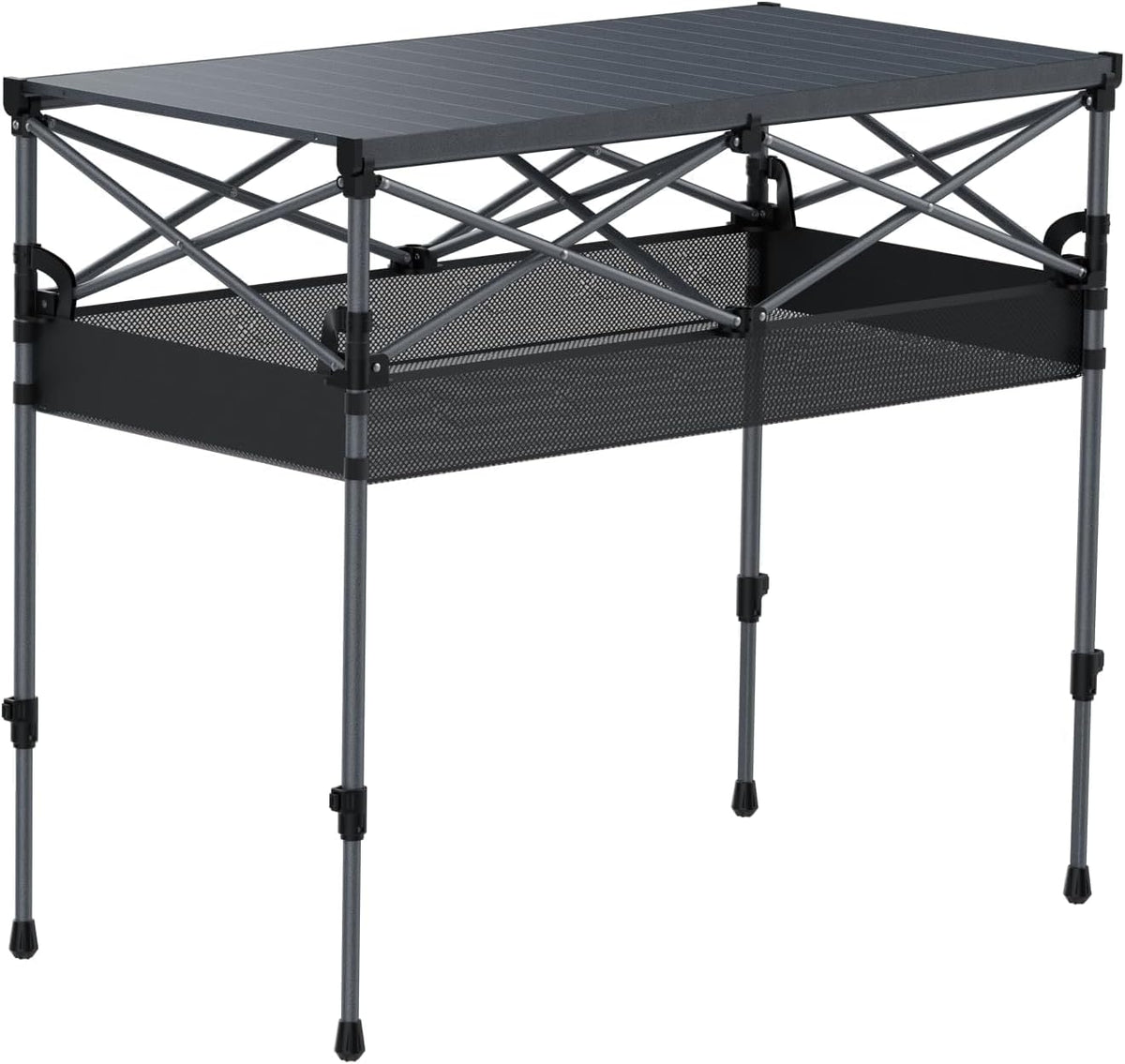 FUNYKICH Aluminum Folding Camping Table, 2 Height Adjustable 34.2''&27.5"