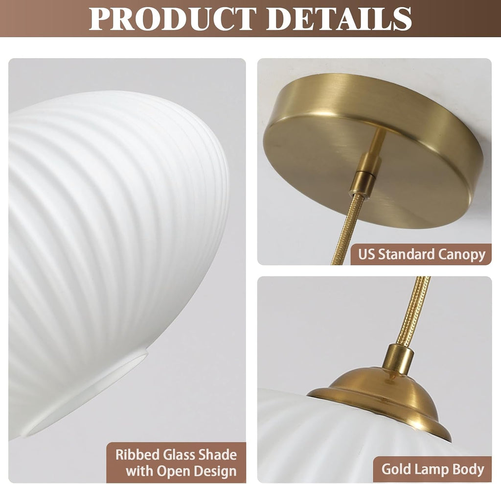 kco lighting modern gold brass 9.8" white milk, close-up detail