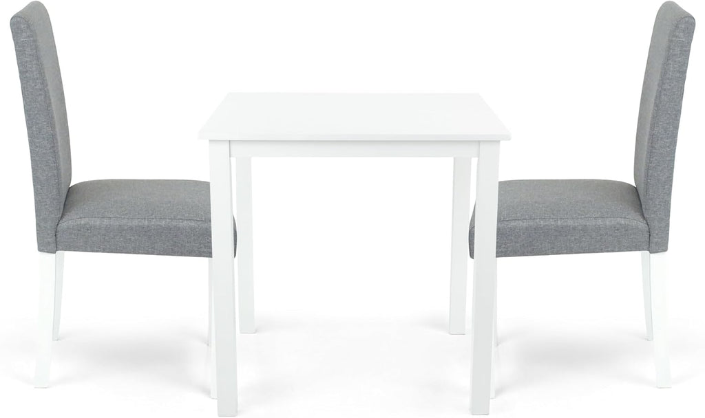 Dining Square Kitchen Table Contemporary Design Solid Wooden in White Finish