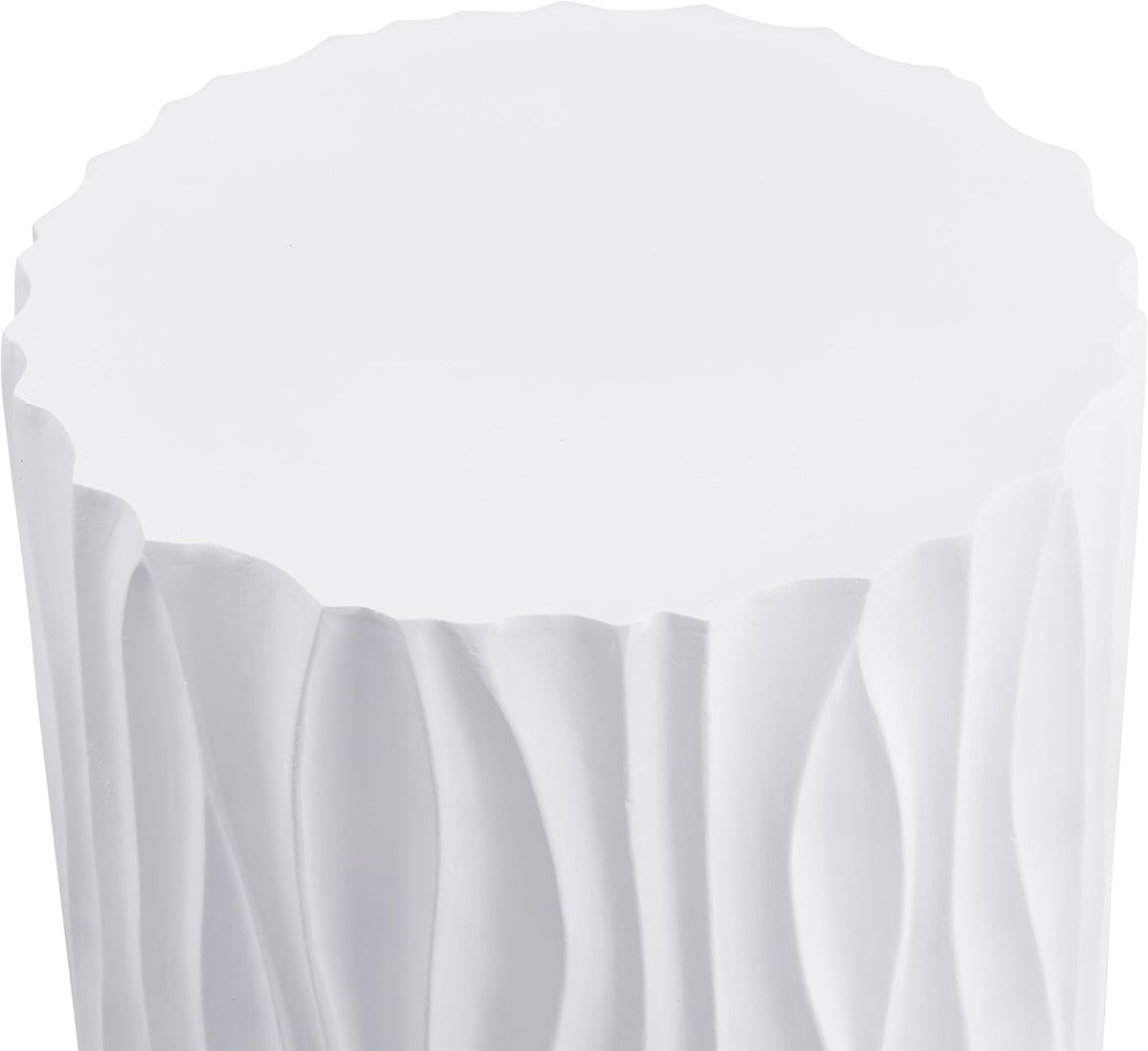 Modern Round Side Table, Outdoor End Table with Wavy Fluted Design, Multi-Use Stool Table for Living Room, Patio, Garden, Balcony, 66 LBS Capacity, Pr-Assembled, White