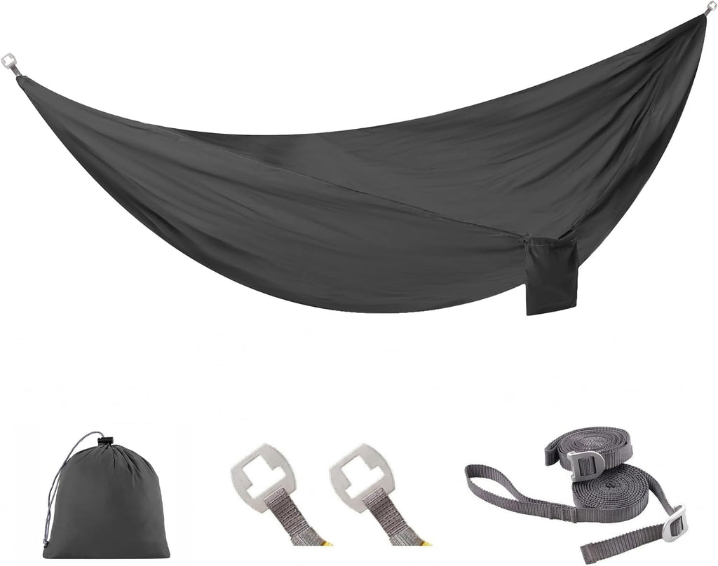 Sunyear Camping Hammock Ultralight (10oz)-600lbs Portable Hammock with Patent Quick-Adjust Buckles and 2 * 10 ft Tree Straps,Backpacking, Hiking, Travel, Outdoor/Indoor(104" x 56")