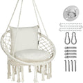 JoyView Macrame Hammock Chair, Hanging Chair with 2 Cushions, Hardware Kit