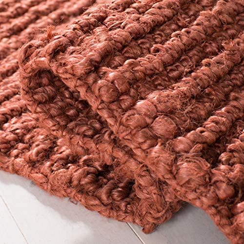 SAFAVIEH Area Rug 10x14 - Natural Fiber Collection - Large - Rust, Handmade Jute, Farmhouse Style, Chunky Textured Thick Pile (NF447C)
