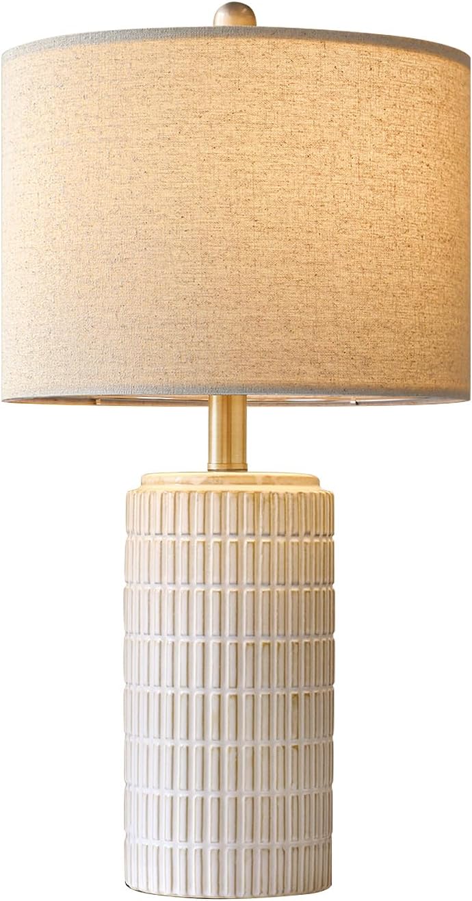 PoKat 23'' Bedside Table Lamp for Bedroom Nightstands, Modern Ceramic Decor